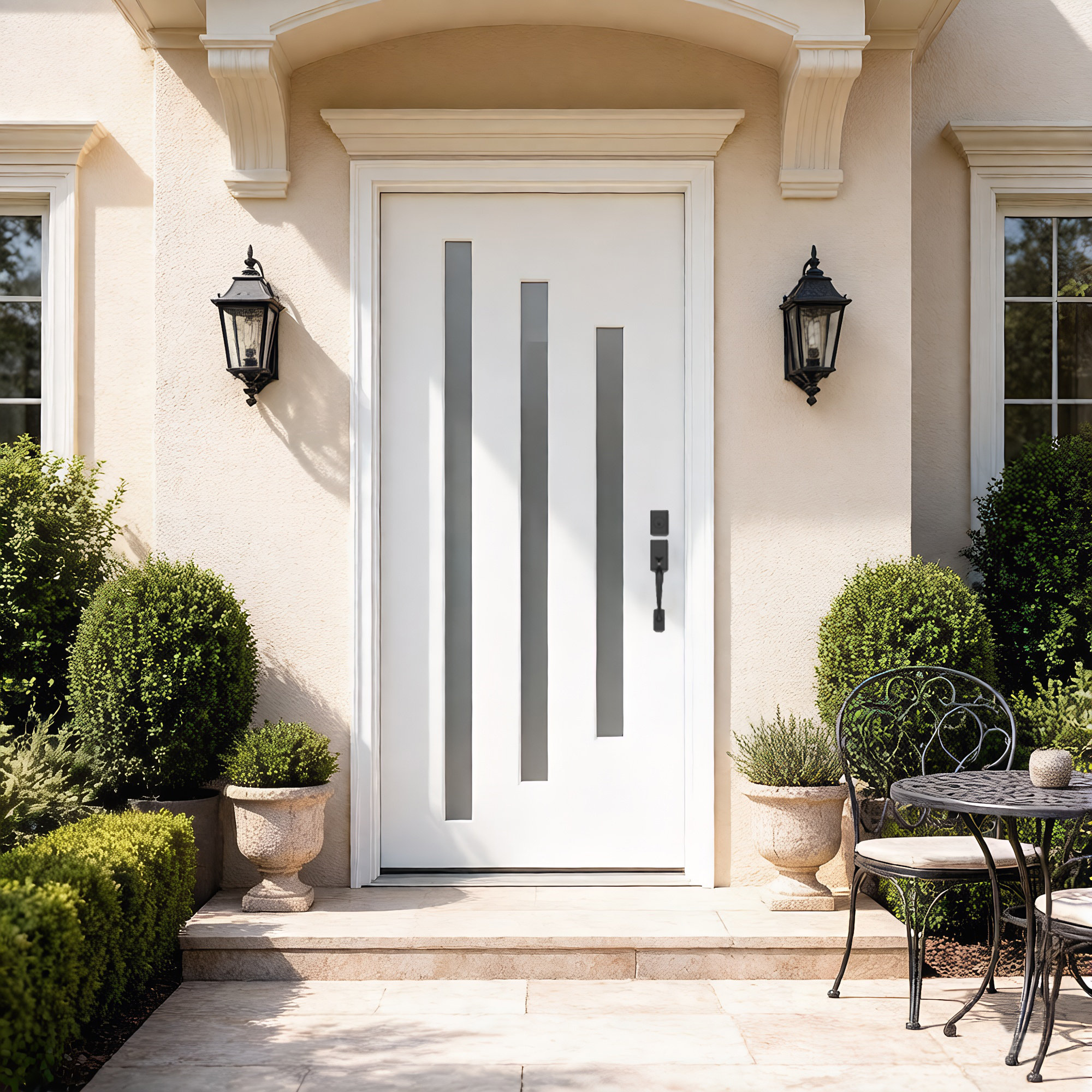 Protons Link 36" X 80" Modern White Fibreglass Front Entry Door With